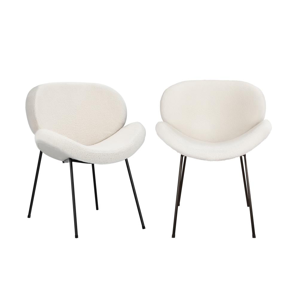 Shop Oikiture 2PCS Armchair Dining Chair Accent Chairs Tub Armchairs Sherpa White  | PEROZ Australia