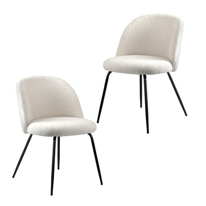 Shop Oikiture 2x Dining Chairs Accent Chair Armchair Kitchen Upholstered Sherpa White  | PEROZ Australia