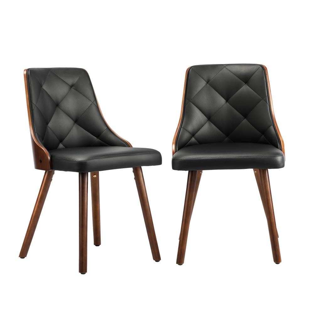 Oikiture Dining Chairs Wooden Chair Kitchen Cafe Faux Leather Padded Seat x2-Dining Chair-PEROZ Accessories