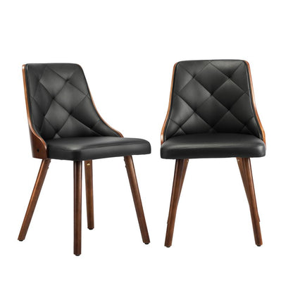 Oikiture Dining Chairs Wooden Chair Kitchen Cafe Faux Leather Padded Seat x2-Dining Chair-PEROZ Accessories