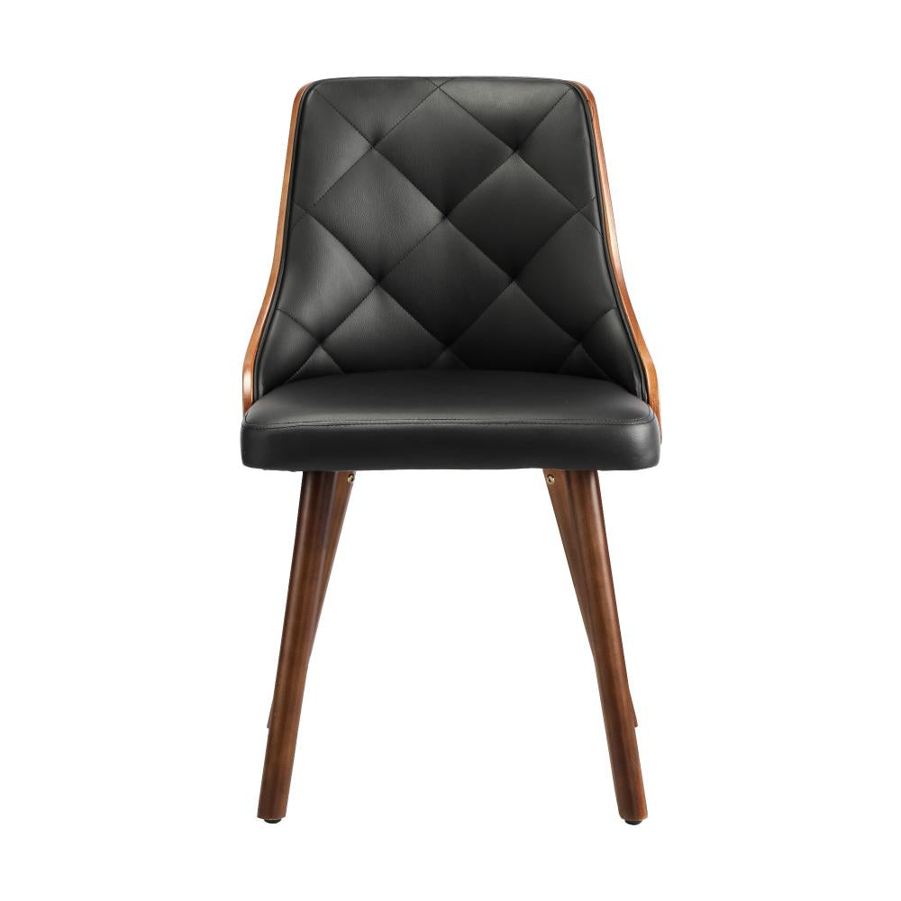 Oikiture Dining Chairs Wooden Chair Kitchen Cafe Faux Leather Padded Seat x2-Dining Chair-PEROZ Accessories