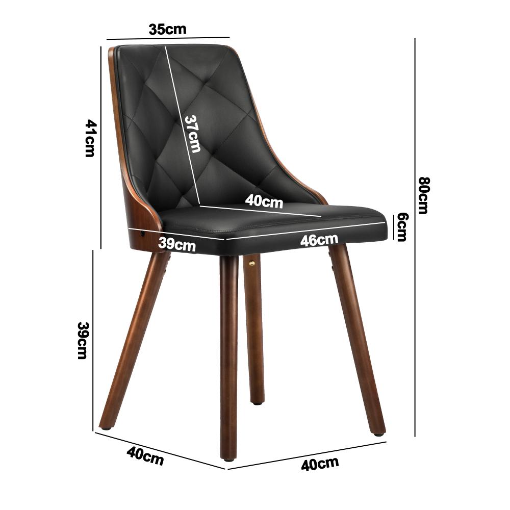 Oikiture Dining Chairs Wooden Chair Kitchen Cafe Faux Leather Padded Seat x2-Dining Chair-PEROZ Accessories