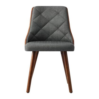 Oikiture Dining Chairs Wooden Chair Kitchen Cafe Faux Linen fabric Padded Seatx2-Dining Chair-PEROZ Accessories