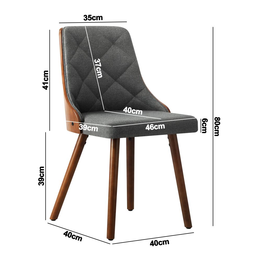 Oikiture Dining Chairs Wooden Chair Kitchen Cafe Faux Linen fabric Padded Seatx2-Dining Chair-PEROZ Accessories