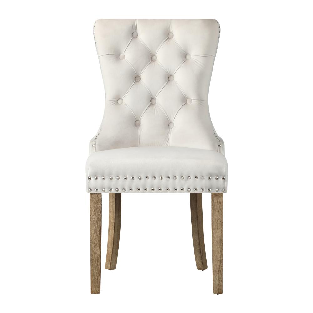 Oikiture Velert Dining Chair with Wooden Frame and French Tufted X2 Beige-Dining Chair-PEROZ Accessories