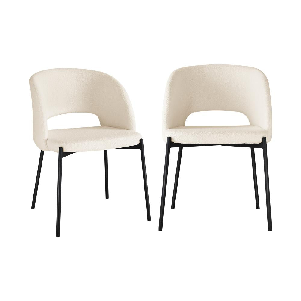 Oikiture Dining Chair Set of 2 Sherpa Kitchen Chair White and Black |PEROZ Australia