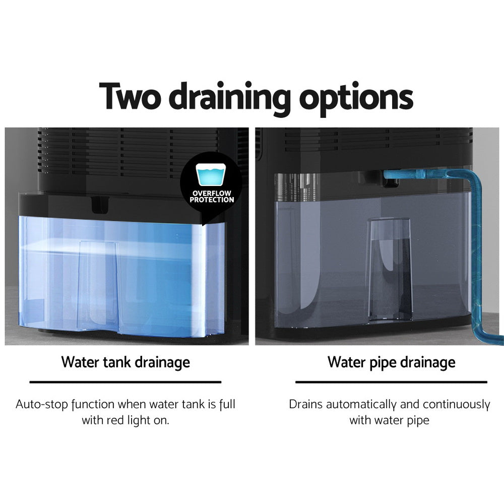 Devanti 2L Dehumidifier Air Purify Black-Appliances &gt; Aroma Diffusers &amp; Humidifiers-PEROZ Accessories