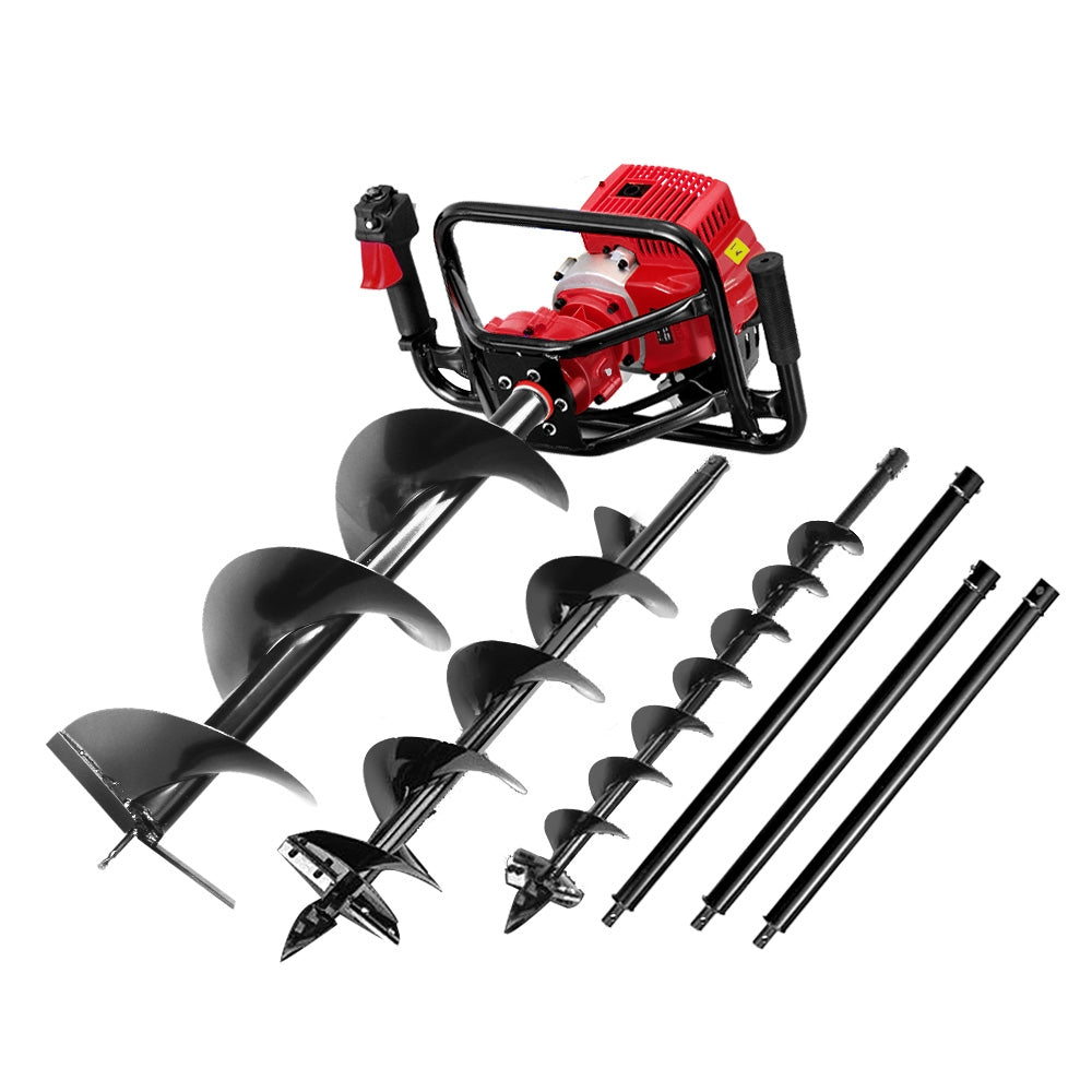 Giantz 92CC Petrol Post Hole Digger Drill Borer Fence Extension Auger Bits-Tools &gt; Industrial Tools-PEROZ Accessories