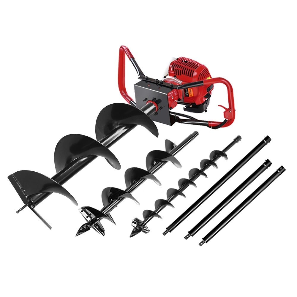 Giantz 80CC Petrol Post Hole Digger Drill Borer Fence Extension Auger Bits-Tools &gt; Industrial Tools-PEROZ Accessories