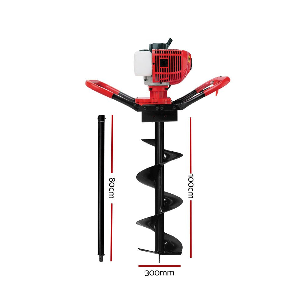 Giantz 66CC Post Hole Digger Petrol Earth Auger Bits Drill Borer Fence-Tools &gt; Power Tools-PEROZ Accessories