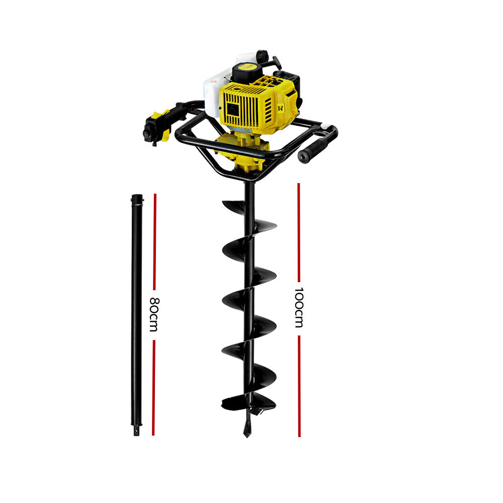 Giantz 92CC Petrol Post Hole Digger Auger Drill Borer Fence Earth Power 200mm-Tools &gt; Industrial Tools-PEROZ Accessories