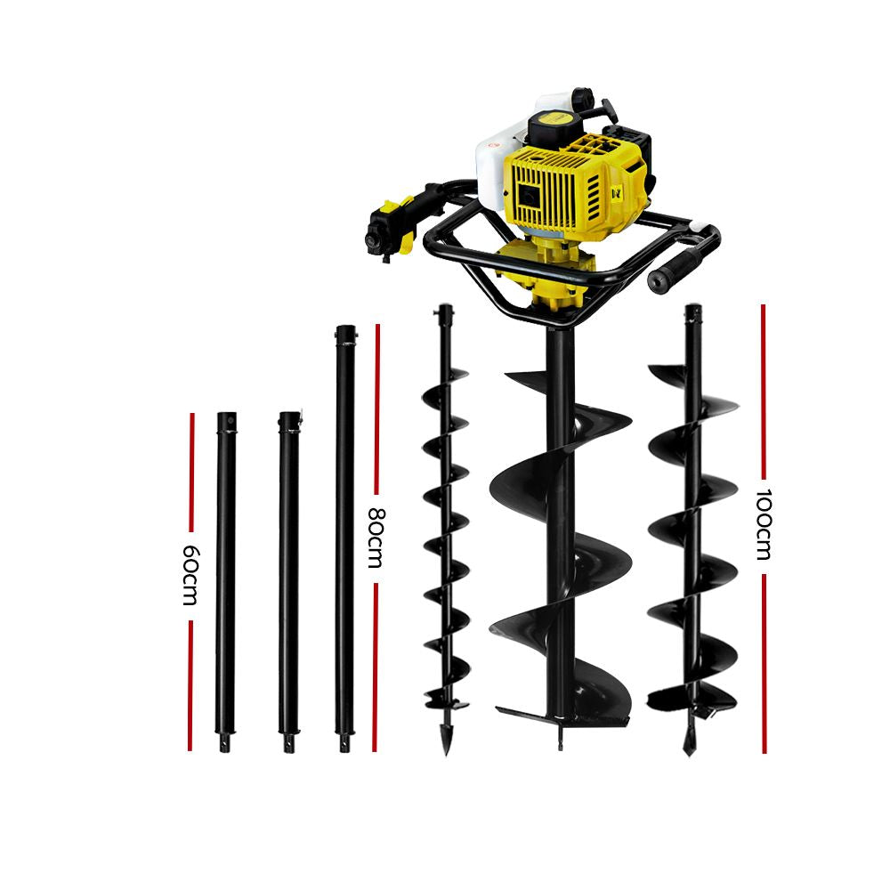 Giantz Post Hole Digger 92CC Petrol Auger Diggers Drill Borer Fence Earth Power-Tools &gt; Industrial Tools-PEROZ Accessories