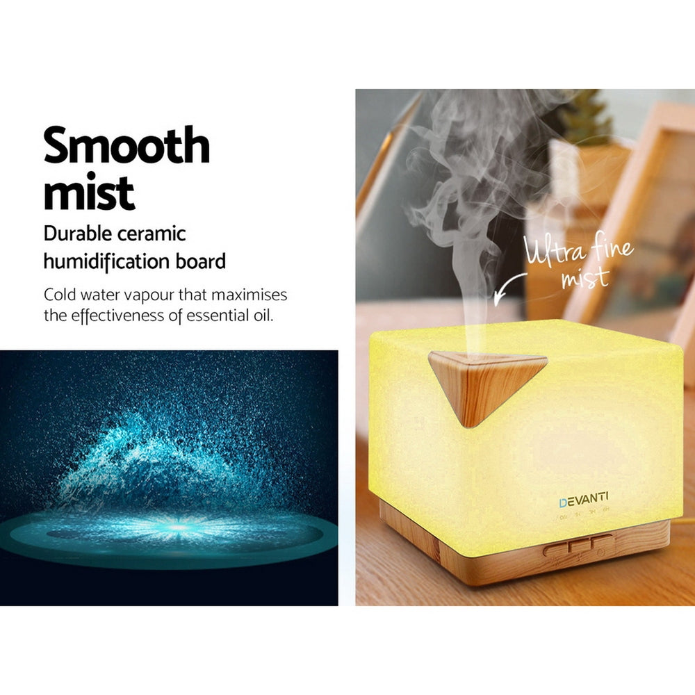 DEVANTi Aroma Diffuser Air Humidifier Night Light 600ml-Appliances &gt; Aroma Diffusers &amp; Humidifiers-PEROZ Accessories