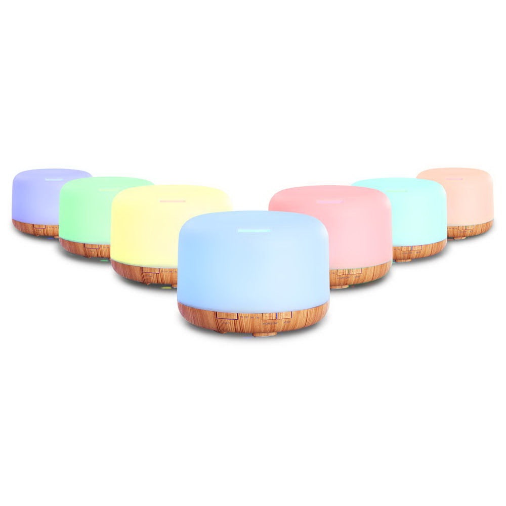 DEVANTI Aroma Diffuser Aromatherapy LED Night Light Air Humidifier Purifier Light Wood Grain 500ml-Appliances &gt; Aroma Diffusers &amp; Humidifiers-PEROZ Accessories