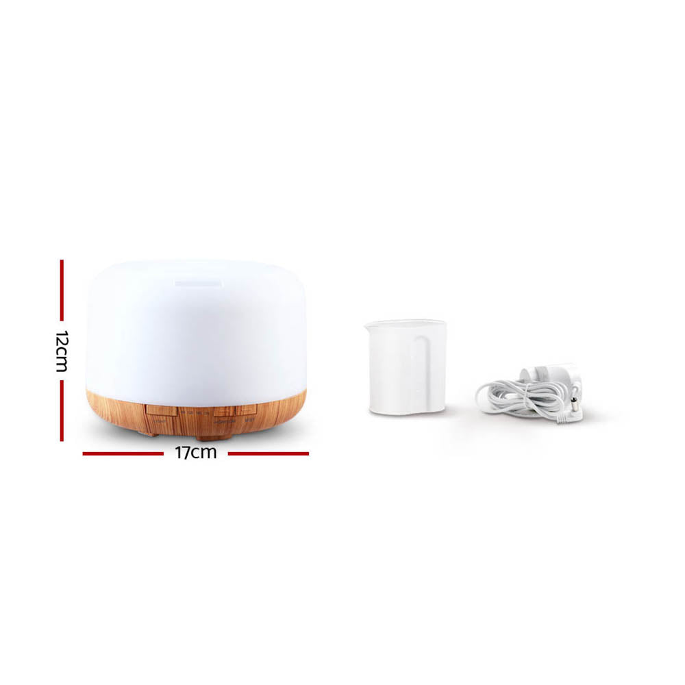 DEVANTI Aroma Diffuser Aromatherapy LED Night Light Air Humidifier Purifier Light Wood Grain 500ml-Appliances &gt; Aroma Diffusers &amp; Humidifiers-PEROZ Accessories