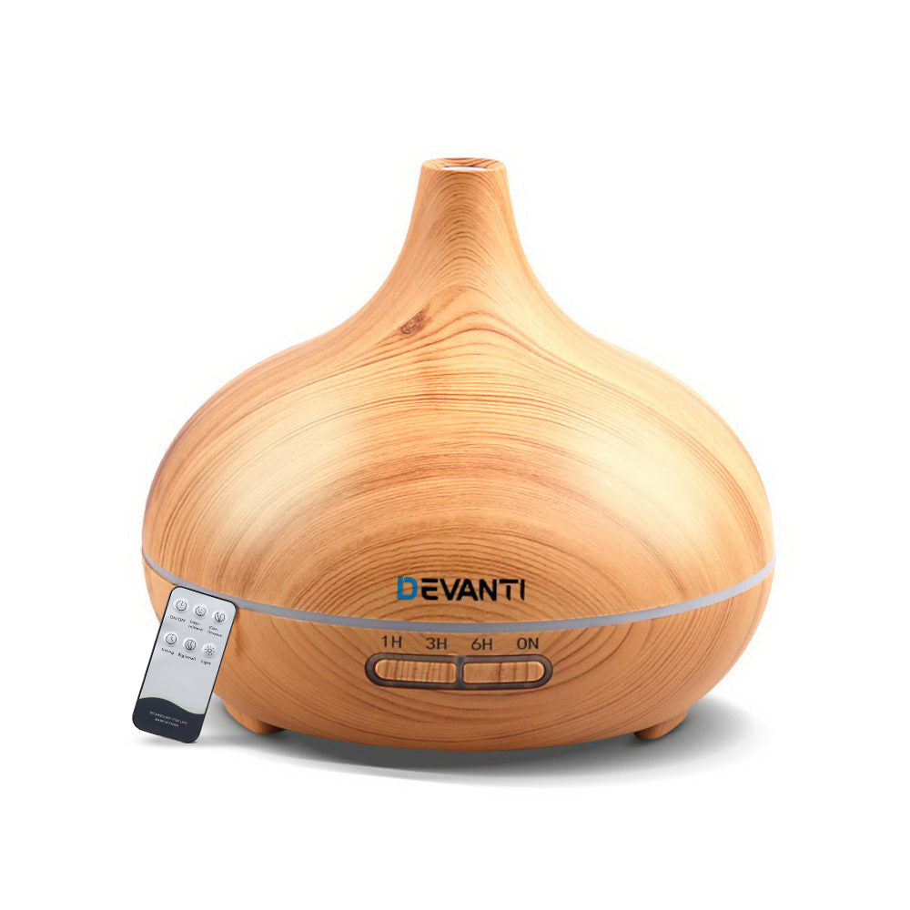 Devanti 300ml 4 in 1 Aroma Diffuser - Light Wood-Aroma Diffusers &amp; Humidifiers-PEROZ Accessories