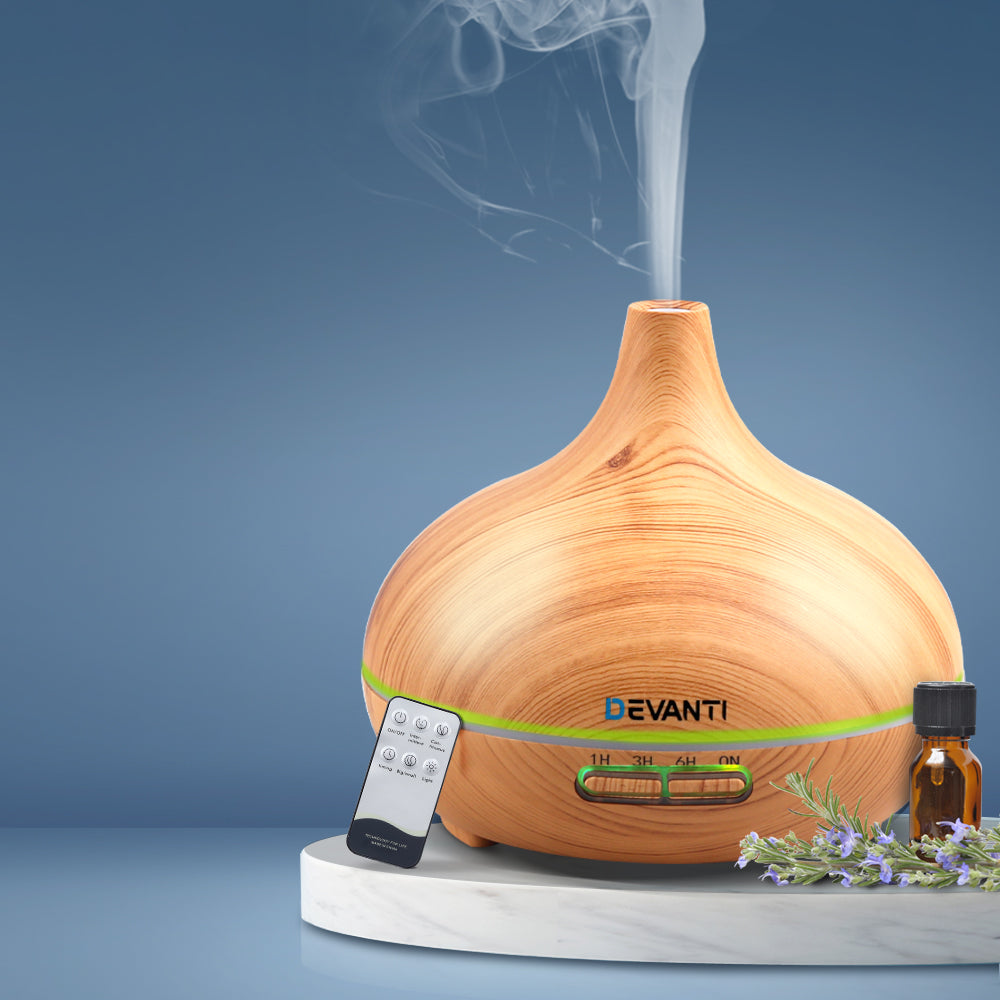 Devanti 300ml 4 in 1 Aroma Diffuser - Light Wood-Aroma Diffusers &amp; Humidifiers-PEROZ Accessories