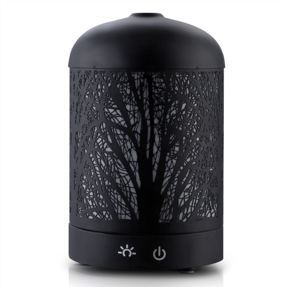 DEVANTI Aroma Diffuser Aromatherapy LED Night Light Iron Air Humidifier Black Forrest Pattern 160ml-Appliances > Aroma Diffusers & Humidifiers-PEROZ Accessories