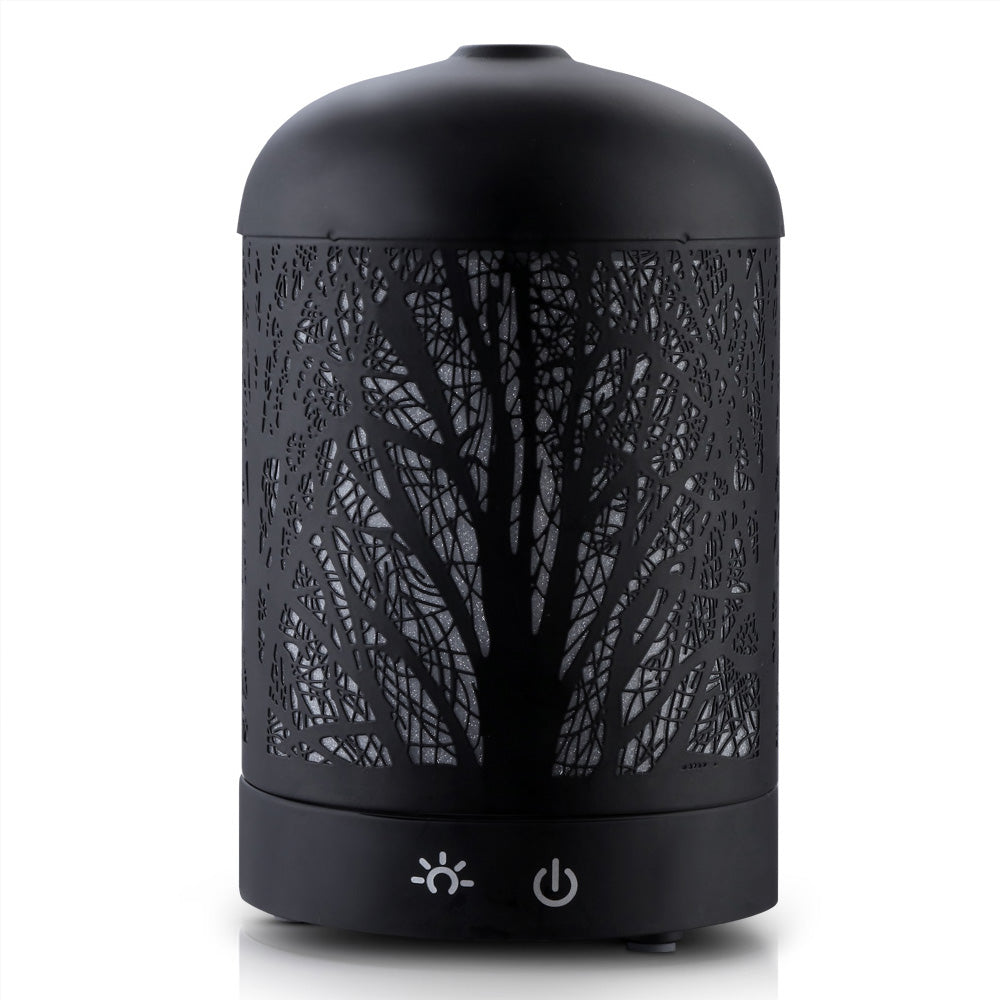 DEVANTI Aroma Diffuser Aromatherapy LED Night Light Iron Air Humidifier Black Forrest Pattern 160ml-Appliances &gt; Aroma Diffusers &amp; Humidifiers-PEROZ Accessories
