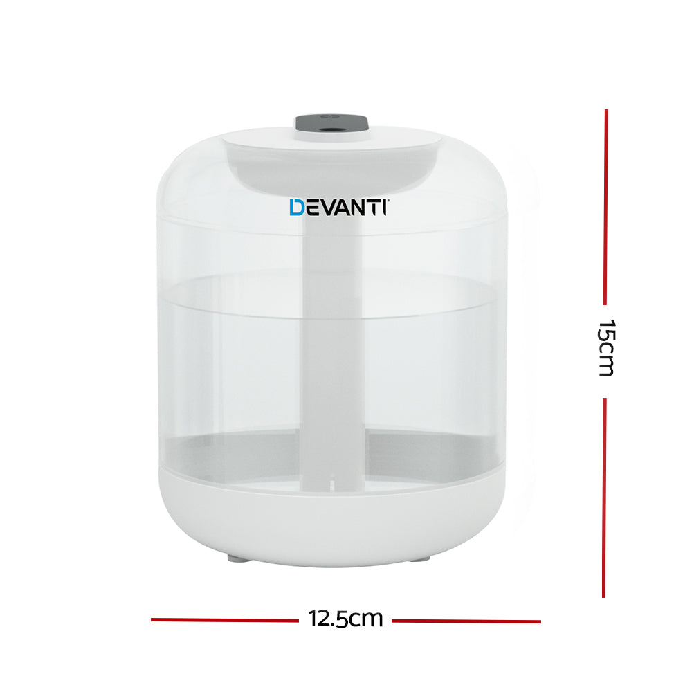 Devanti 1L Air Humidifier Ultrasonic Purifier Aroma Diffuser-Appliances &gt; Aroma Diffusers &amp; Humidifiers-PEROZ Accessories