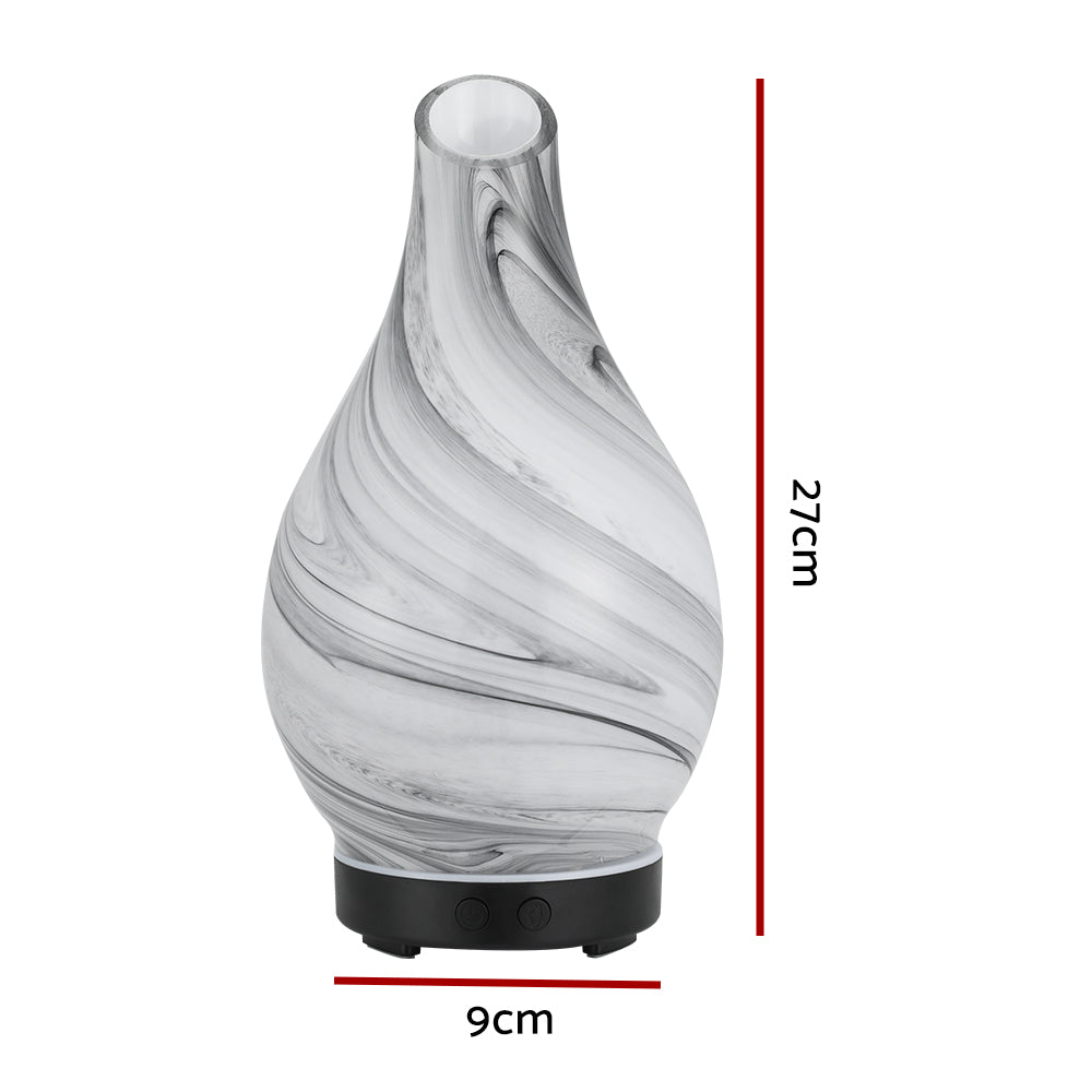 Devanti Aromatherapy Aroma Diffuser Essential Oil Humidifier LED Glass Marble-Appliances &gt; Aroma Diffusers &amp; Humidifiers-PEROZ Accessories