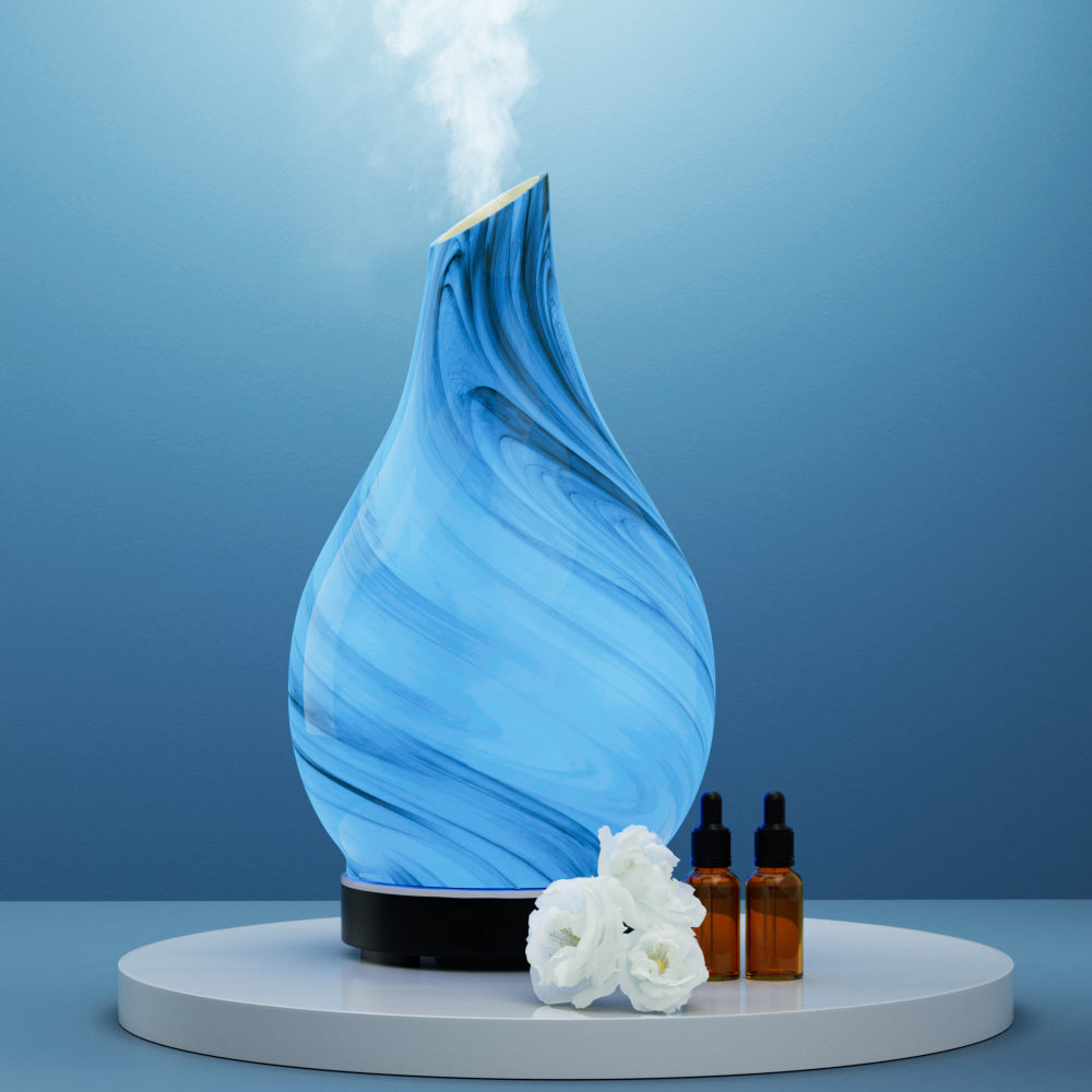 Devanti Aromatherapy Aroma Diffuser Essential Oil Humidifier LED Glass Marble-Appliances &gt; Aroma Diffusers &amp; Humidifiers-PEROZ Accessories