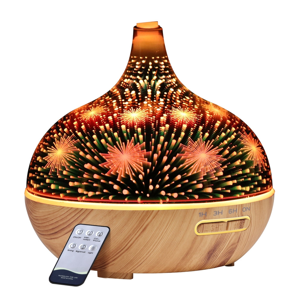 DEVANTI Aroma Aromatherapy Diffuser 3D LED Night Light Firework Air Humidifier Purifier 400ml Remote Control-Appliances &gt; Aroma Diffusers &amp; Humidifiers-PEROZ Accessories