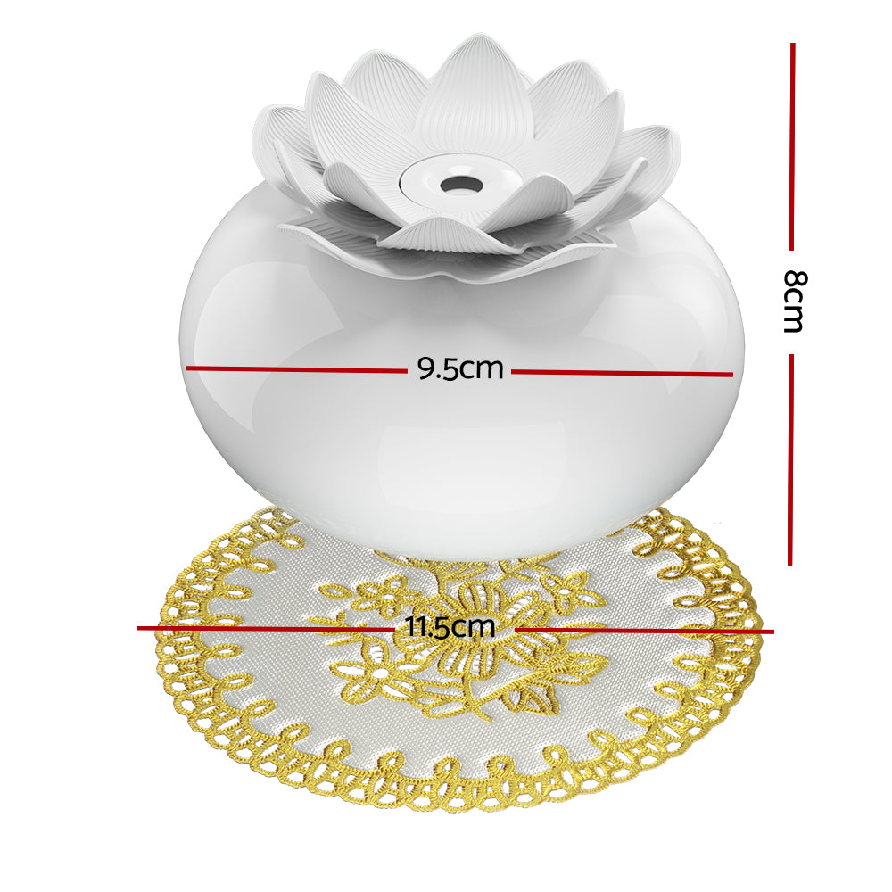Devanti Aromatherapy Diffuser Aroma Ceramic Essential Oils Air Humidifier Lotus-Appliances &gt; Aroma Diffusers &amp; Humidifiers-PEROZ Accessories