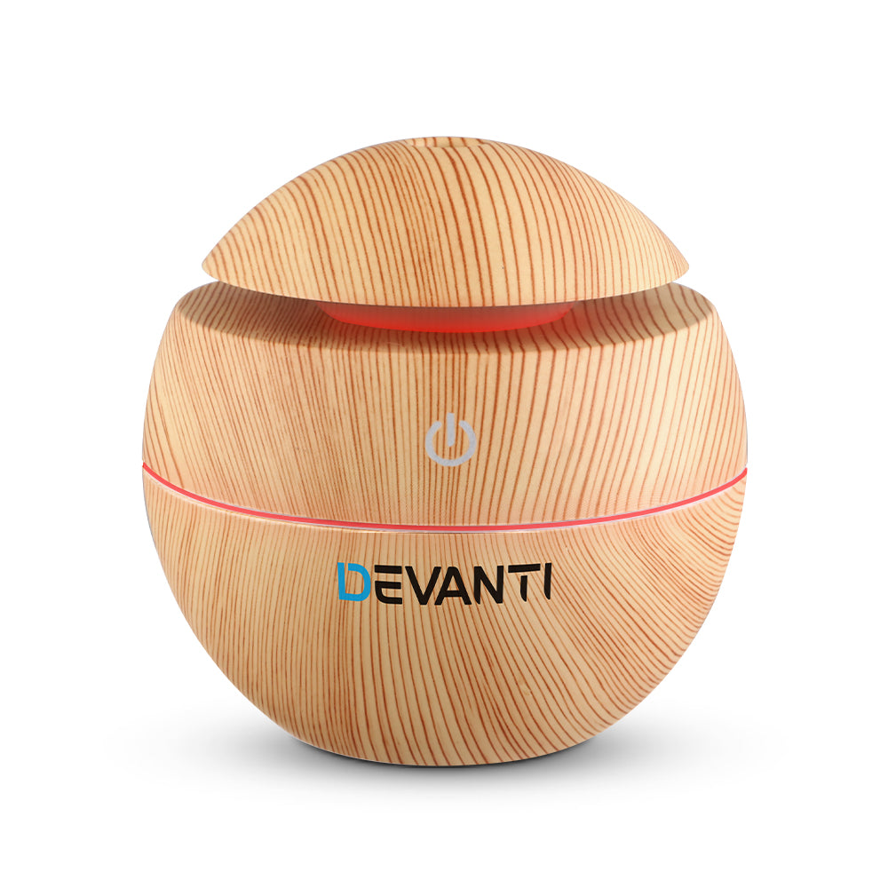 Devanti Aromatherapy Diffuser Aroma Essential Oils Air Humidifier LED Light 130ml-Appliances &gt; Aroma Diffusers &amp; Humidifiers-PEROZ Accessories
