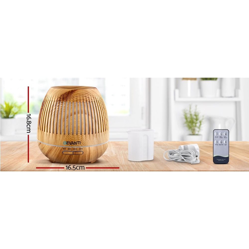 Devanti Aromatherapy Diffuser Aroma Essential Oils Air Humidifier LED Light 400ml-Appliances &gt; Aroma Diffusers &amp; Humidifiers-PEROZ Accessories