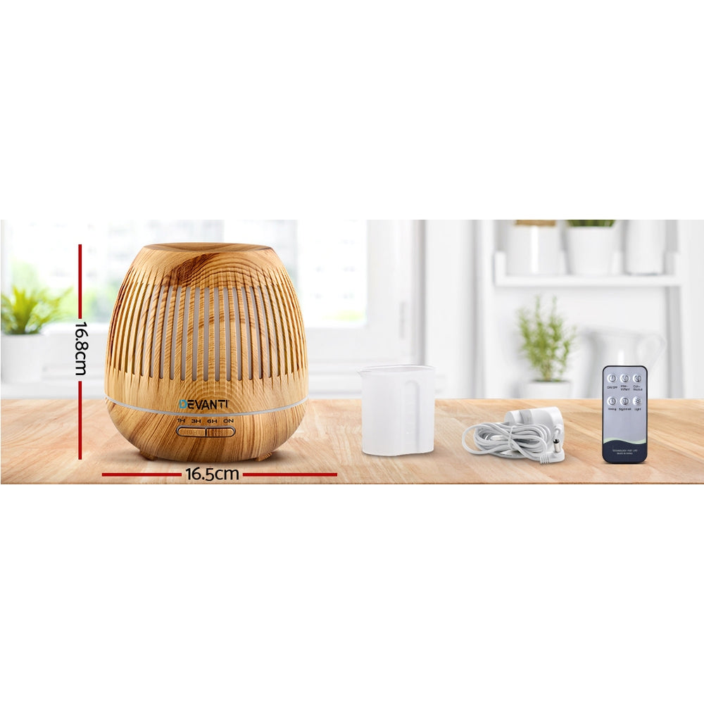 Devanti Aromatherapy Diffuser Aroma Essential Oils Air Humidifier LED Light 400ml-Appliances > Aroma Diffusers & Humidifiers-PEROZ Accessories