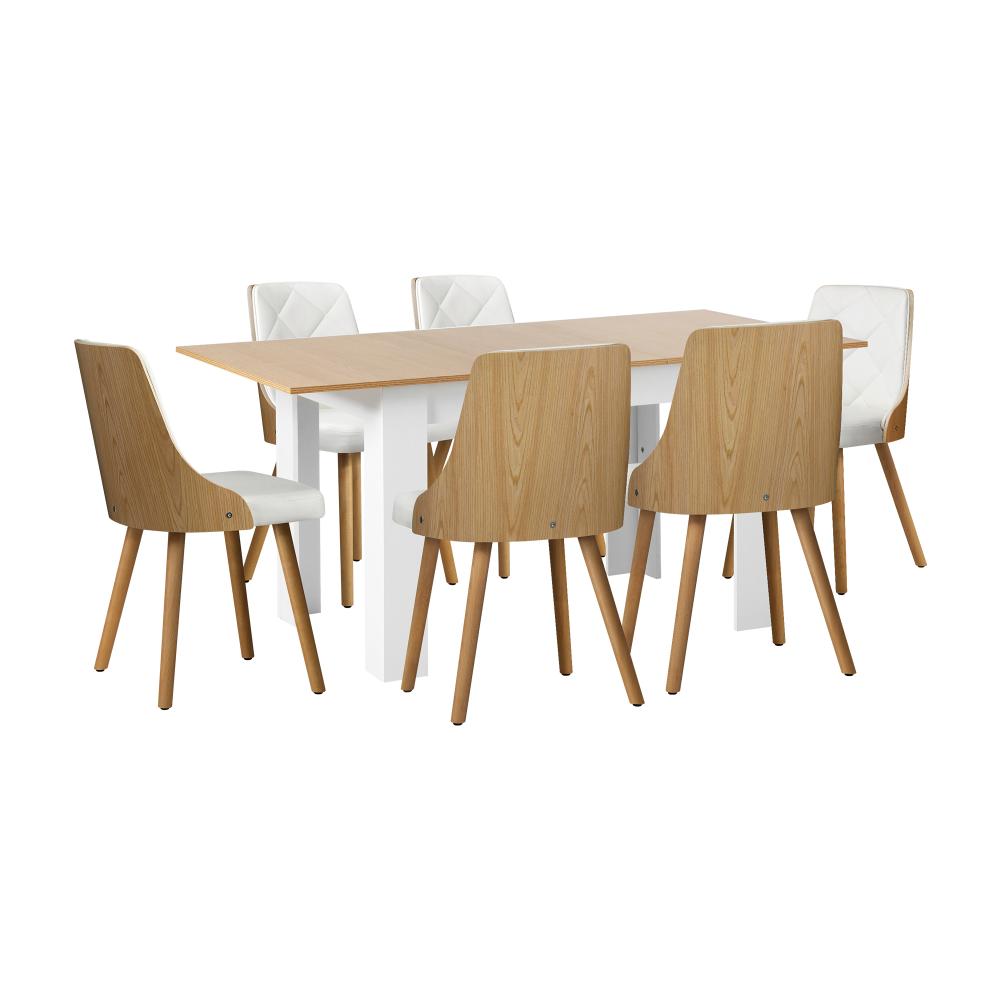 Oikiture Dining Table and Chair Set With Wooden Frame 6pcs Dining Chair wtih Pu Leather Cover Home Dining Room Furniture |PEROZ Australia