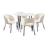 Oikiture 110cm Round Dining Table with 4PCS Dining Chairs Sherpa White |PEROZ Australia