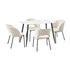 Oikiture 120cm Rectangle Dining Table with 4PCS Dining Chairs Sherpa White |PEROZ Australia