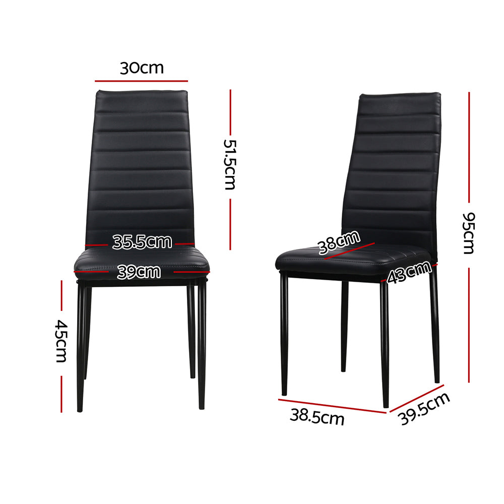 Artiss Set of 4 Dining Chairs PVC Leather - Black-Furniture &gt; Dining - Peroz Australia - Image - 3