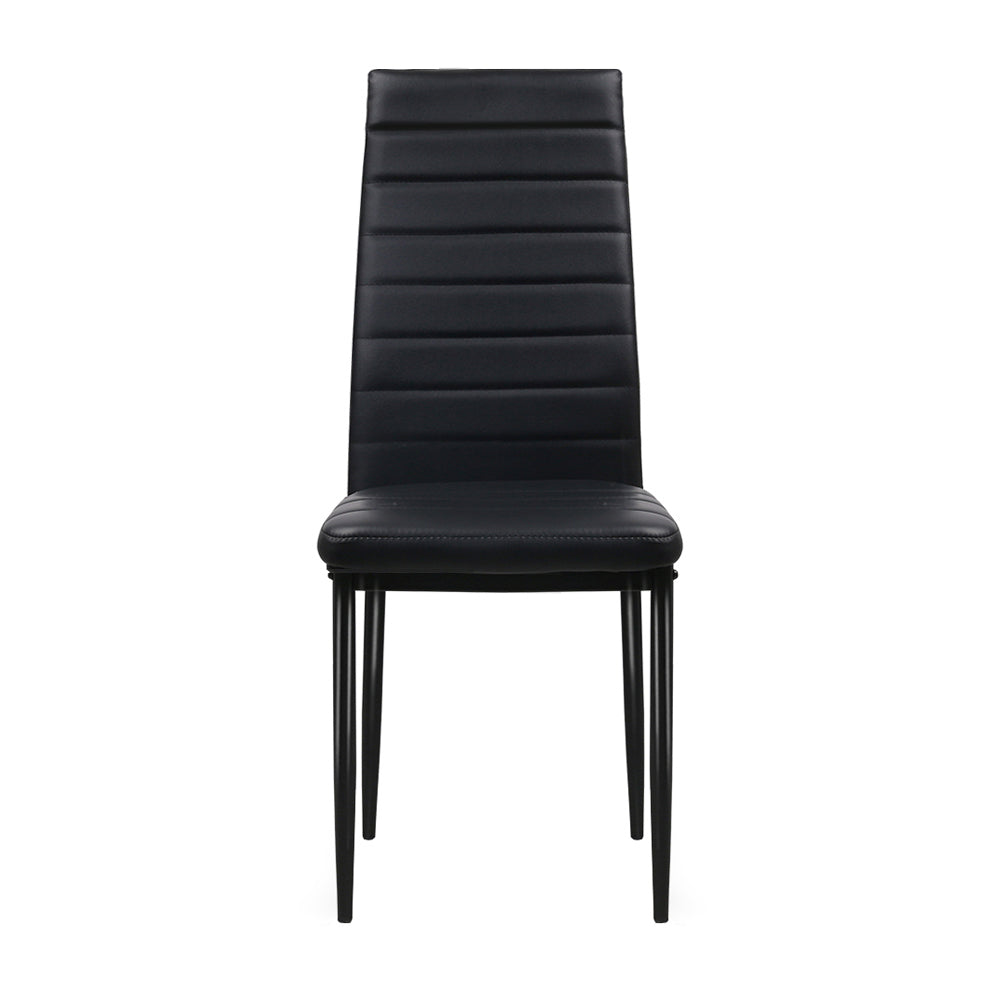 Artiss Set of 4 Dining Chairs PVC Leather - Black-Furniture &gt; Dining - Peroz Australia - Image - 4