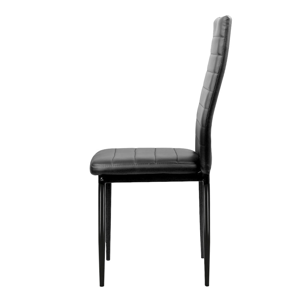Artiss Set of 4 Dining Chairs PVC Leather - Black-Furniture &gt; Dining - Peroz Australia - Image - 5