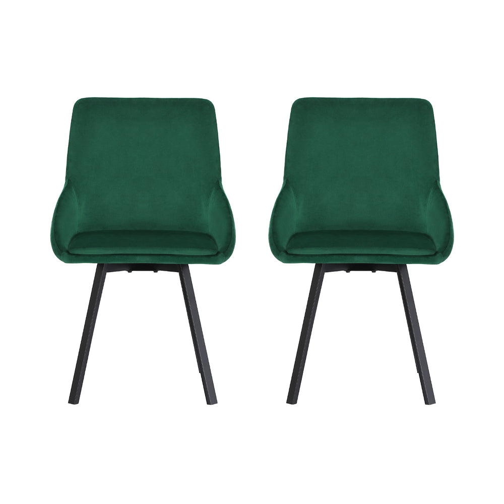 Artiss Dining Chairs Set Of 2 Velvet Upholstered Green Cafe Kirtchen Chairs-Furniture &gt; Dining-PEROZ Accessories