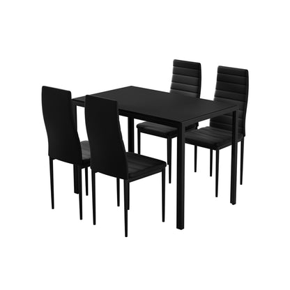 Artiss Dining Chairs and Table Dining Set 4 Chair Set Of 5 Wooden Top Black-Dining Sets - Peroz Australia - Image - 2