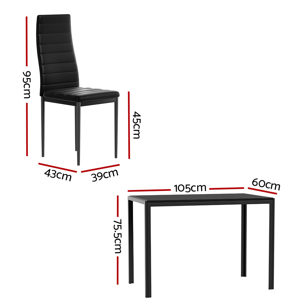 Artiss Dining Chairs and Table Dining Set 4 Chair Set Of 5 Wooden Top Black-Dining Sets - Peroz Australia - Image - 3