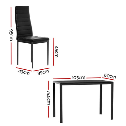 Artiss Dining Chairs and Table Dining Set 4 Chair Set Of 5 Wooden Top Black-Dining Sets - Peroz Australia - Image - 3
