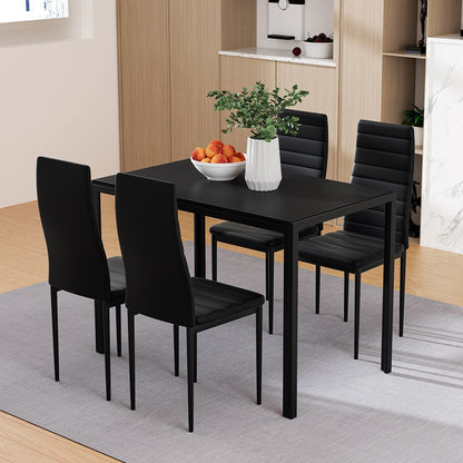 Artiss Dining Chairs and Table Dining Set 4 Chair Set Of 5 Wooden Top Black-Dining Sets - Peroz Australia - Image - 1