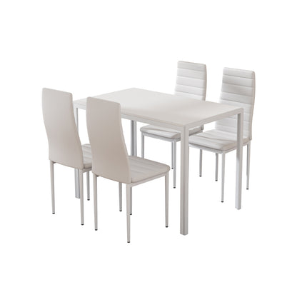 Artiss Dining Chairs and Table Dining Set 4 Chair Set Of 5 Wooden Top White-Dining Sets - Peroz Australia - Image - 2