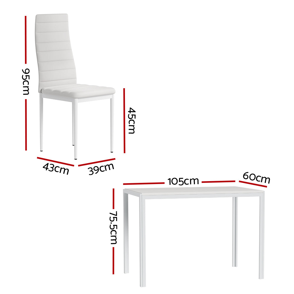 Artiss Dining Chairs and Table Dining Set 4 Chair Set Of 5 Wooden Top White-Dining Sets - Peroz Australia - Image - 3