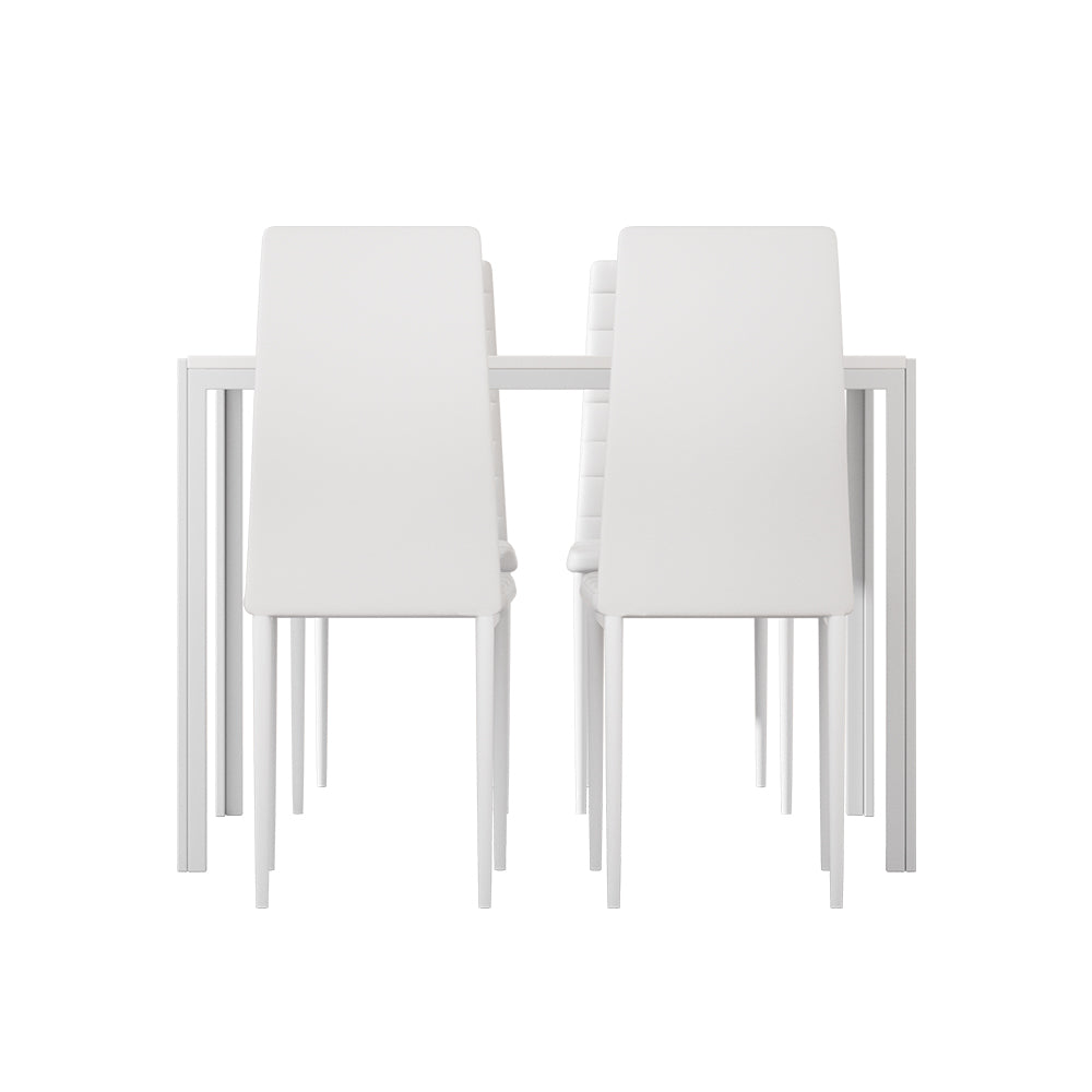 Artiss Dining Chairs and Table Dining Set 4 Chair Set Of 5 Wooden Top White-Dining Sets - Peroz Australia - Image - 4