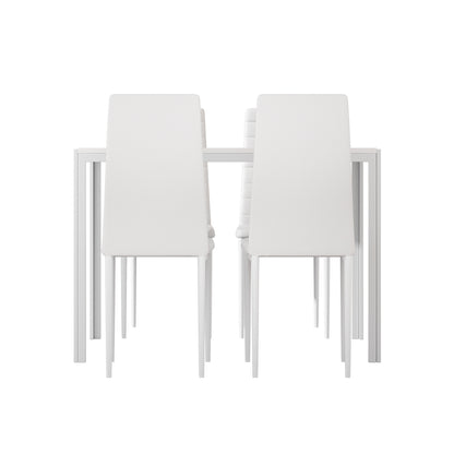 Artiss Dining Chairs and Table Dining Set 4 Chair Set Of 5 Wooden Top White-Dining Sets - Peroz Australia - Image - 4