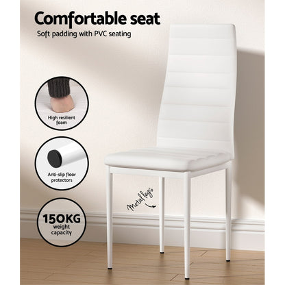 Artiss Dining Chairs and Table Dining Set 4 Chair Set Of 5 Wooden Top White-Dining Sets - Peroz Australia - Image - 7