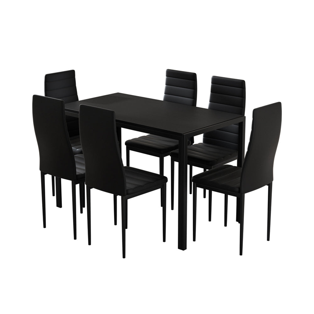 Artiss Dining Chairs and Table Dining Set 6 Chair Set Of 7 Wooden Top Black-Dining Sets - Peroz Australia - Image - 2