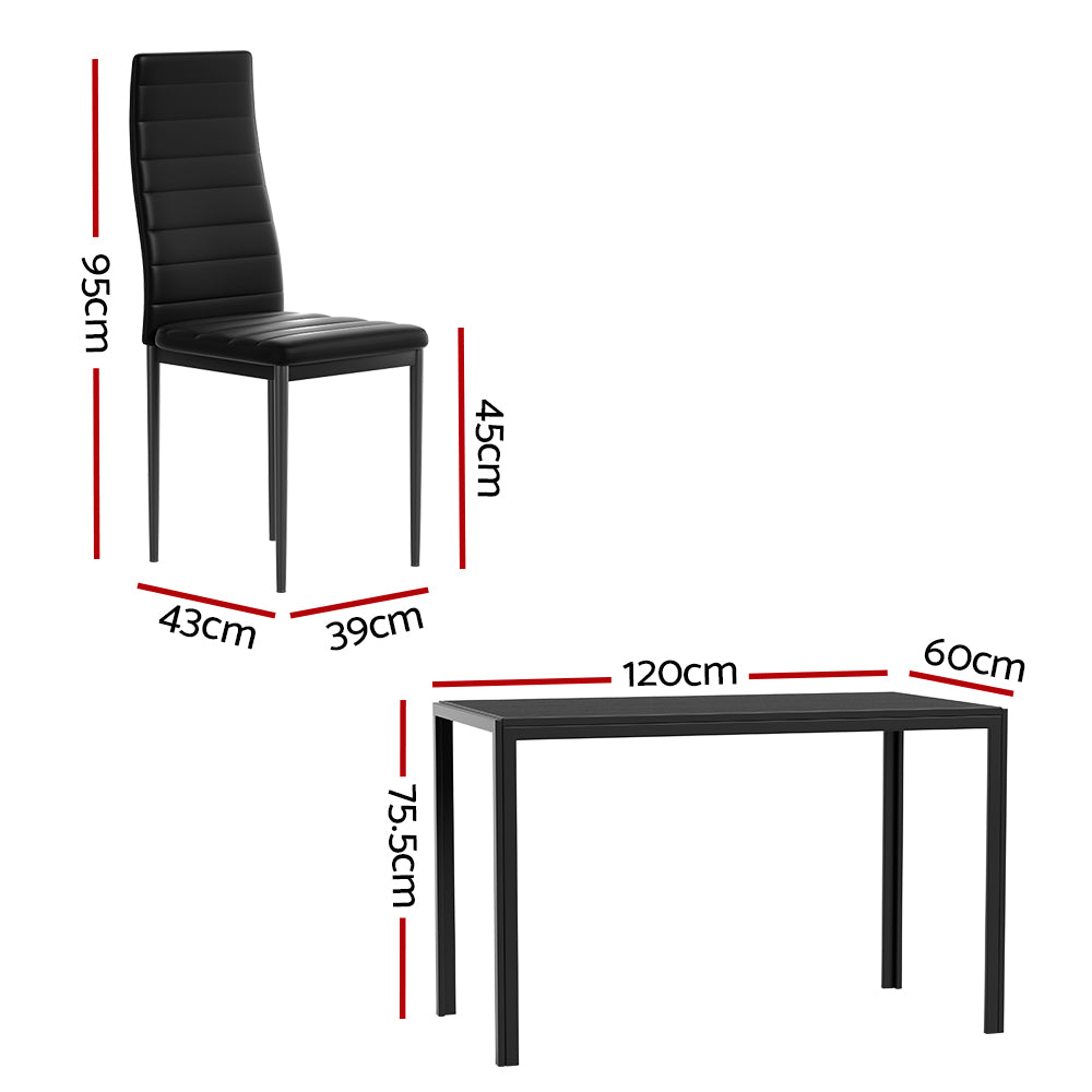 Artiss Dining Chairs and Table Dining Set 6 Chair Set Of 7 Wooden Top Black-Dining Sets - Peroz Australia - Image - 3