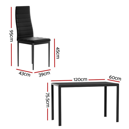 Artiss Dining Chairs and Table Dining Set 6 Chair Set Of 7 Wooden Top Black-Dining Sets - Peroz Australia - Image - 3